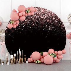 Lofaris Glitter Pink Black Theme Happy Birthday Circle Backdrop