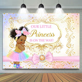 Load image into Gallery viewer, Lofaris Glitter Pink Bow Princess Baby Shower Backdrop For Girl