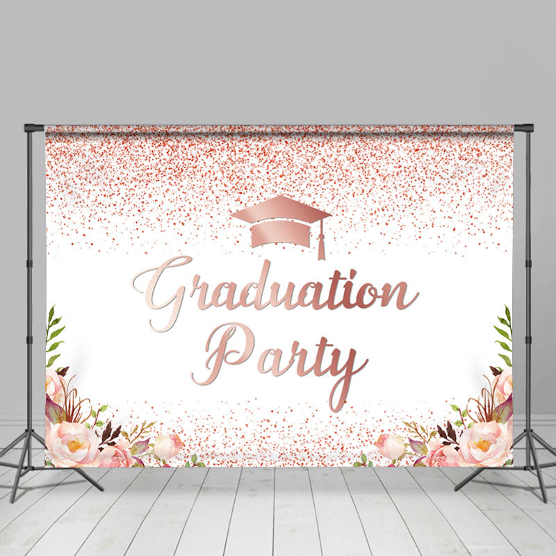 Lofaris Glitter Pink Floral Graduation Party Backdrop For Girl
