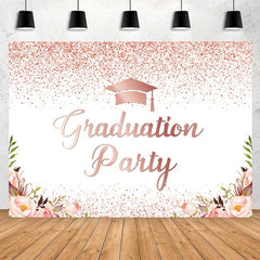 Lofaris Glitter Pink Floral Graduation Party Backdrop For Girl