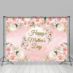 Lofaris Glitter Pink Golden Floral Happy Mothers Day Backdrop