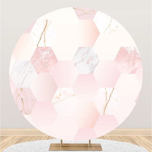 Lofaris Glitter Pink Gradient And Gold Themed Round Backdrop