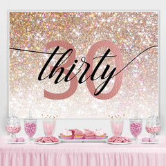 Lofaris Glitter Pink Thirty Happy Birthday Backdorp For Party