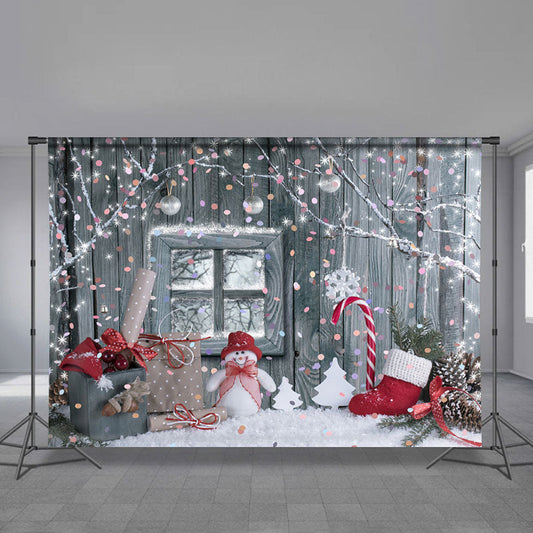 Lofaris Glitter Point Red Socks White Snowflake Winter Backdrop