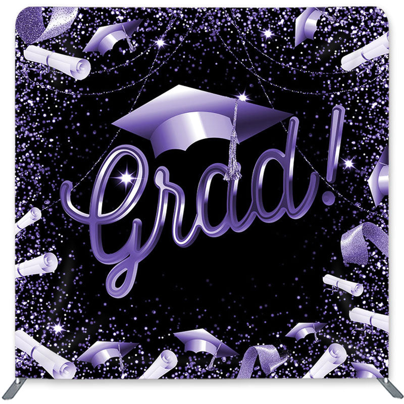 Lofaris Glitter Purple Black Double-Sided Backdrop for Graduate