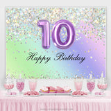 Glitter Purple Happy 10Th Birthday Backdrop For Girl – Lofaris