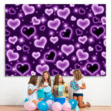 Load image into Gallery viewer, Lofaris Glitter Purple Heart Early 2000s Photo Backdrop for Birthday