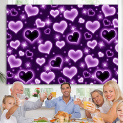 Lofaris Glitter Purple Heart Early 2000s Photo Backdrop for Birthday