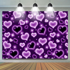Lofaris Glitter Purple Heart Early 2000s Photo Backdrop for Birthday