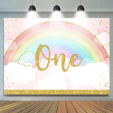 Load image into Gallery viewer, Lofaris Glitter Rainbow And Cloud Happy 1St Birthday Backdrop