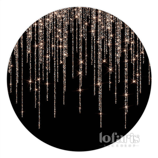 Lofaris Glitter Rose Gold Black Happy Birthday Circle Backdrop