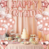 Load image into Gallery viewer, Lofaris Glitter Rose Gold Happy Birthday Balloons Decoration