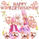 Load image into Gallery viewer, Lofaris Glitter Rose Gold Happy Birthday Balloons Decoration