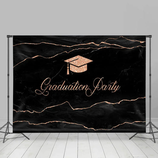 Lofaris Glitter Rose Gold Lines Graduation Party Backdrop
