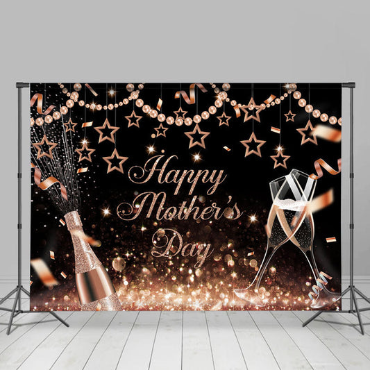 Lofaris Glitter Rose Gold Pearl Star Happy Mothers Day Backdrop