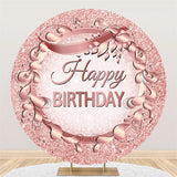 Load image into Gallery viewer, Lofaris Glitter Rose Gold Wreath Happy Birthday Round Backdrop
