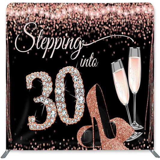 Lofaris Glitter Rose Golden Double-Sided Backdrop for Birthday