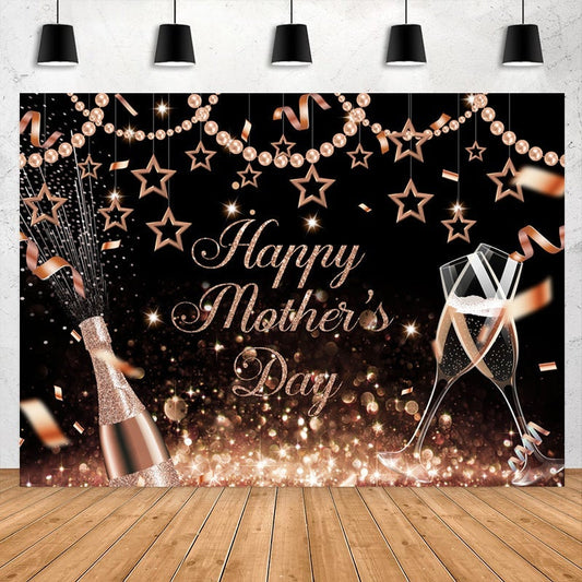 Lofaris Glitter Rose Golden Happy Mothers Day Theme Backdrop