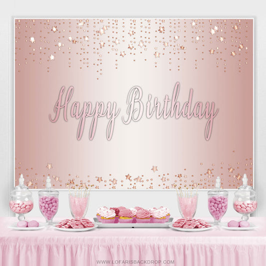 Lofaris Glitter Rose Golden Themed Happy Birthday Backdrop