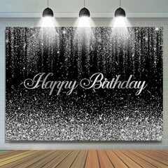 Lofaris Glitter Silver And Black Birthday Backdrop Decoration
