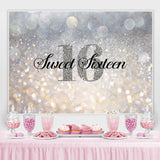 Load image into Gallery viewer, Lofaris Glitter Silver Bokeh Sweet Sixteen Birthday Backdrop