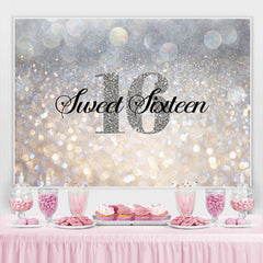 Lofaris Glitter Silver Bokeh Sweet Sixteen Birthday Backdrop