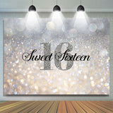 Load image into Gallery viewer, Lofaris Glitter Silver Bokeh Sweet Sixteen Birthday Backdrop
