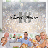 Load image into Gallery viewer, Lofaris Glitter Silver Bokeh Sweet Sixteen Birthday Backdrop
