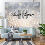 Load image into Gallery viewer, Lofaris Glitter Silver Bokeh Sweet Sixteen Birthday Backdrop