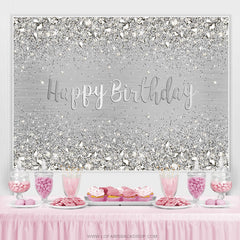 Lofaris Light Grey Simple Happy Birthday Backdrop For Party