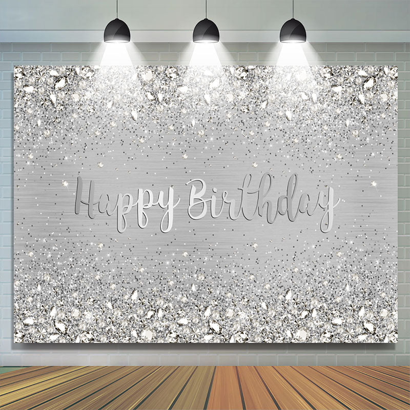 Lofaris Glitter Silver Diamond Simple Girl Birthday Backdrop