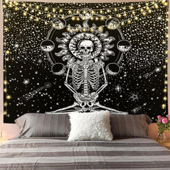 Lofaris Glitter Silver Skull Divination Halloween Wall Tapestry