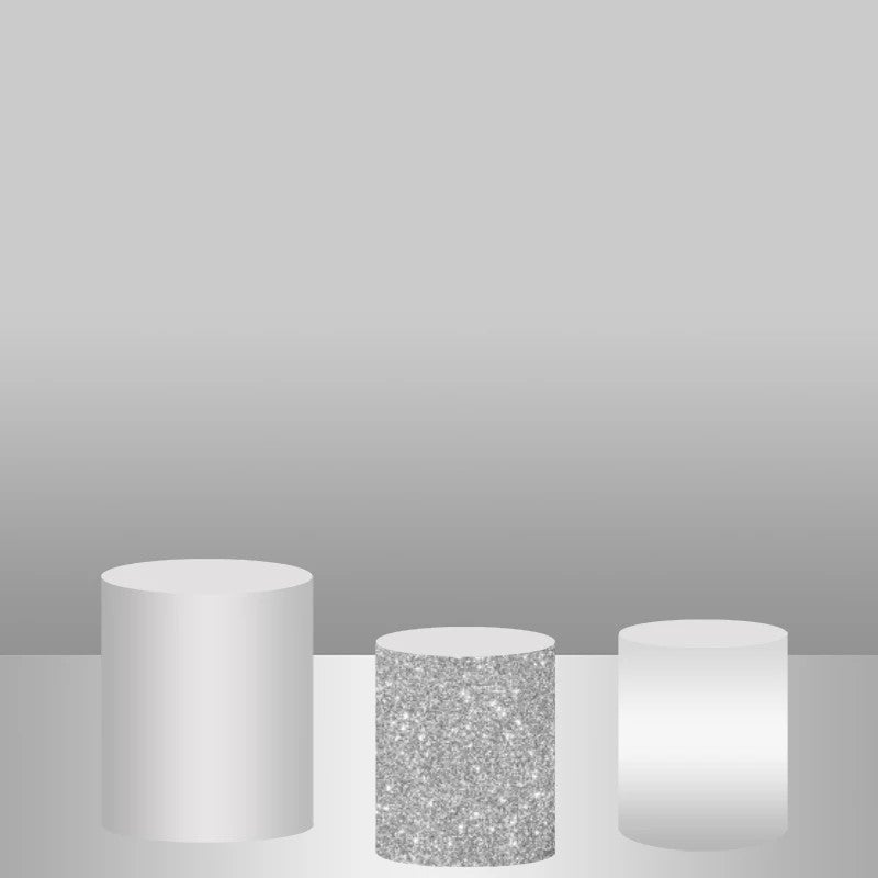 Lofaris Glitter Silver Solid Backdrop Plinth Cylinder Cover Kit