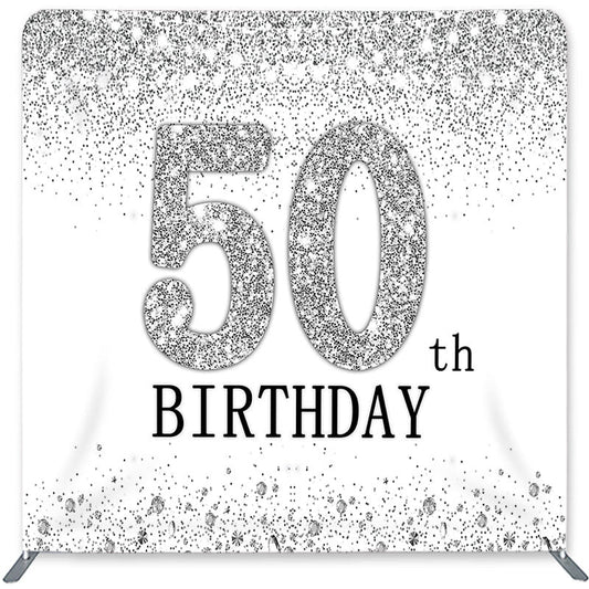 Lofaris Glitter Silver Theme Double-Sided Backdrop for Birthday