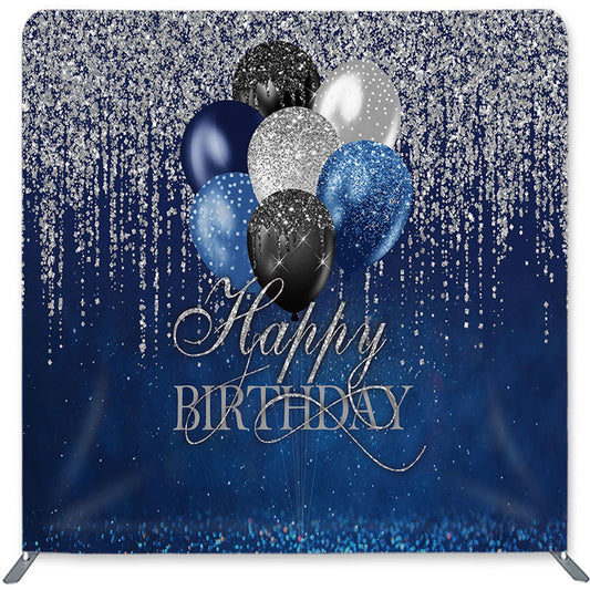 Lofaris Glitter Silver Balloons Double-Sided Backdrop for Birthday