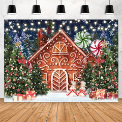 Lofaris Glitter Snowflake Gingerbread House Christmas Backdrop