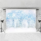 Load image into Gallery viewer, Lofaris Glitter Snowflakes And White Forest Cold Winter Backdrop