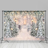 Load image into Gallery viewer, Lofaris Glitter Snowy Bokeh Winter Scene With Trees Backdrop