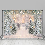 Load image into Gallery viewer, Lofaris Glitter Snowy Bokeh Winter Scene With Trees Backdrop