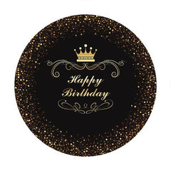 Lofaris Glitter Spot And Crown Round Happy Birthday Backdrop