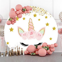 Lofaris Glitter Stars And Dots Unicorn Themed Circle Backdrop