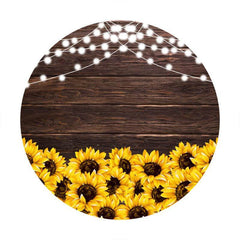 Lofaris Glitter Sunflower Round Birthday Backdrop For Party