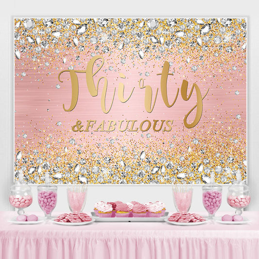 Lofaris Glitter Thirty Fabulous Pink Happy Birthday Backdorp