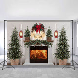 Load image into Gallery viewer, Lofaris Glitter Tree And Fireplace White Christmas Backdrop