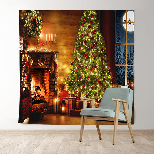 Lofaris Glitter Warm House Christmas Day Decoration Backdrop