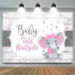 Lofaris Glitter White And Pink Elephant Baby Shower Backdrop