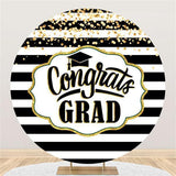 Load image into Gallery viewer, Lofaris Glod Glitter Black White Stripes Round Congrategrad Backdrop