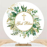 Load image into Gallery viewer, Lofaris God Bless Green Grass Round Happy Birthday Backdrop