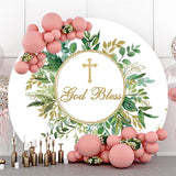 Load image into Gallery viewer, Lofaris God Bless Green Grass Round Happy Birthday Backdrop