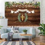 Load image into Gallery viewer, Lofaris God Bless Little White Floral Wooden Backdrop for Kids